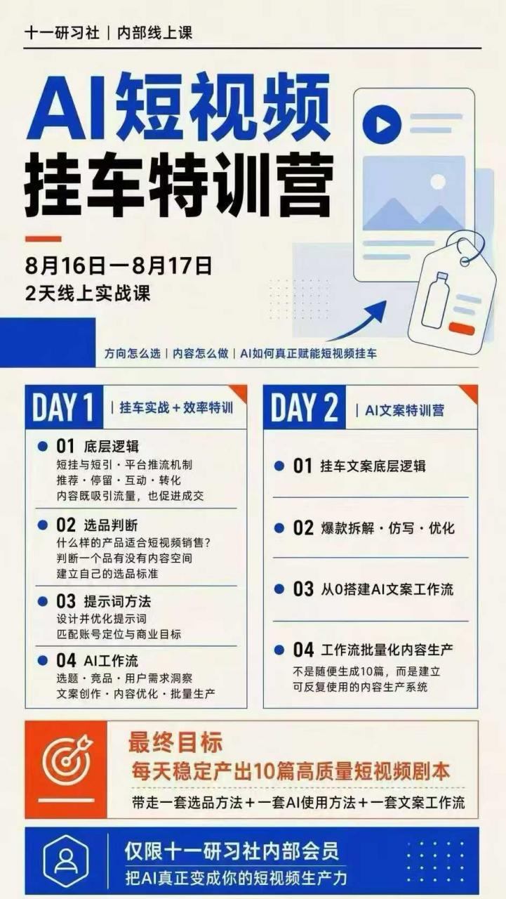 某社群8月16-17号线上课，AI短视频挂车特训营+AI文案特训，把AI真正变成你的短视频生产力-项目资源库
