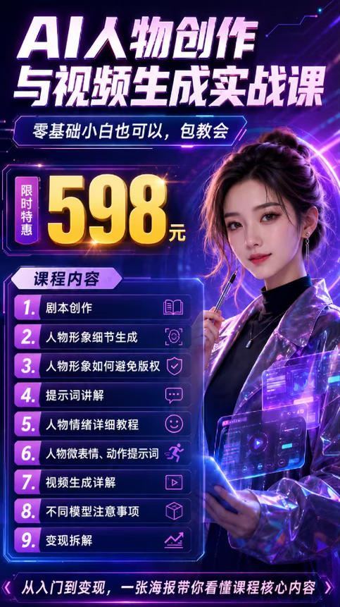 抖音5W粉丝博主的AI真人日系女孩制作教学，AI人物创作与视频生成实战课，新手也能快速起号涨粉变现-项目资源库