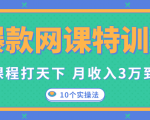 爆款网课特训营,一套课程打天下,网课变现的10个实操法,月收入3万到10万-项目资源库