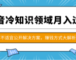 抖音冷知识领域月入过万项目，不适宜公开解决方案 ，抖音赚钱方式大解析！-项目资源库