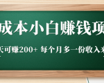 零成本小白赚钱实操项目,一天可赚200+ 每个月多一份收入来源-项目资源库