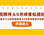 高鹏月入5万项目私徒班,基于个人IP打造的月入5万互利型高产项目!-项目资源库