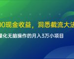 单日500现金收益,洞悉截流大法,一个批量化无脑操作的月入3万小项目-项目资源库