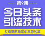 今日头条引流技术第9期,打造爆款稳定引流 百万阅读玩法,收入每月轻松过万-项目资源库