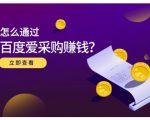 大王·怎么通过百度爱采购赚钱，已经通过百度爱采购完成200多万的销量-项目资源库