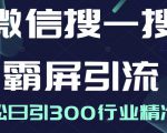 微信搜一搜霸屏引流课，打造被动精准引流系统，轻松日引300行业精准粉-项目资源库