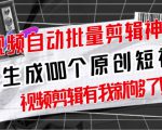 【原创神器】短视频全自动一键剪辑视频，一秒生成100个原创视频(软件+视频+免费卡密)-项目资源库