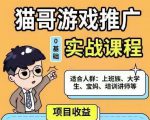 猫哥·游戏推广实战课程，单视频收益达6位数，从0到1成为优质游戏达人-项目资源库