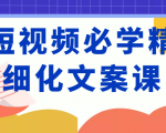 短视频必学精细化文案课，提升你的内容创作能力、升级迭代能力和变现力（价值333元）-项目资源库