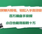 搞笑聊天账号，轻松入手高效变现，百万操盘手亲授，小白也能涨粉数十万-项目资源库