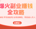 爆火副业赚钱全攻略:实打实演练/学完就能用/全渠道赚钱,带普通人月入3万元-项目资源库