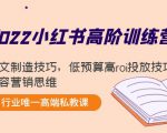 2022小红书高阶训练营：爆文制造技巧，低预算高roi投放技巧，内容营销思维-项目资源库