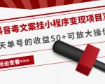 《抖音毒文案挂小程序变现项目》单天单号的收益50+可放大操作-项目资源库
