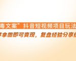 “毒文案”抖音短视频项目玩法，小程序拿图即可变现，复盘经验分享给大家-项目资源库