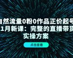 自然流量0粉0作品正价起号11月新课：完整的直播带货实操方案-项目资源库