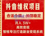 新版抖音维权项目每单利润1000+,合法合规,长期稳定,月入3W+价值1999元-项目资源库