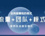 王冲老师《流量+团队+模式》商业模式实战课，全网最赚钱的模式-项目资源库