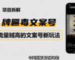 2023抖音快手毒文案新玩法,牌匾文案号,起号快易变现-项目资源库