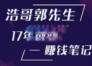 浩哥郭先生17年创业赚米笔记,打开你对很多东西的认知,让你知道原来赚钱或创业不单单是发力就行-项目资源库