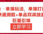 万相台·单爆玩法，单爆打造流程+单品快速测款+单品双渠放量+単品巨量引爆-项目资源库