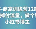 小红书-商家训练营12期：让商家丢掉付流量，做个赚钱的小红书博主-项目资源库