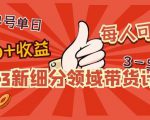 2023新细分领域带货计划:单号单日1000+收益不难,每人可操作3-5个账号-项目资源库