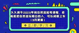 久久疯牛2023年纯自然流起号课程,老杨是把自然流玩明白的人,可以闭眼上车(3月更新)-项目资源库