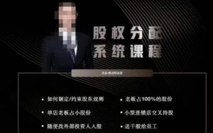 韩老师聊美业-美业股权分配系统课程,如何制定约束股东规则+老板占100%的股份+单店老板占小股份等-项目资源库