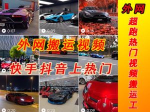 外面收费398元外网超跑豪车汽车视频搬运至快手抖音上热门项目,只需一步手机就可以操作-项目资源库