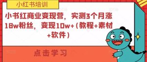小书红商业变现营,实测3个月涨18w粉丝,变现10w+(教程+素材+软件)-项目资源库