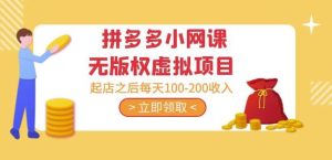 黄岛主·拼多多小网课无版权虚拟项目分享课：起店之后每天100-200收入-项目资源库