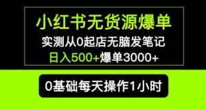 小红书无货源爆单实测从0起店无脑发笔记爆单3000+长期项目可多店-项目资源库