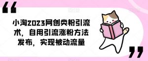 小淘2023网创类粉引流术,自用引流涨粉方法发布,实现被动流量-项目资源库