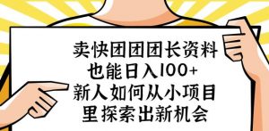 卖快团团团长资料也能日入100+新人如何从小项目里探索出新机会-项目资源库