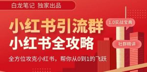【白龙笔记】价值980元的《小红书运营和引流课》,日引100高质量粉-项目资源库