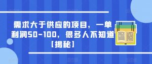 需求大于供应的项目，一单利润50-100，很多人不知道【揭秘】-项目资源库