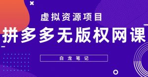 【白龙笔记】拼多多无版权网课项目，月入5000的长期项目，玩法详细拆解【揭秘】-项目资源库