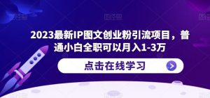 2023最新IP图文创业粉引流项目，普通小白全职可以月入1-3万-项目资源库