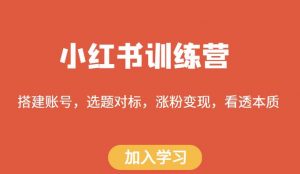小红书训练营，搭建账号，选题对标，涨粉变现，看透本质-项目资源库