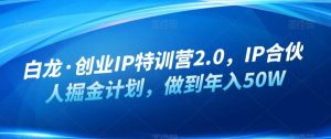 白龙·创业IP特训营2.0,IP合伙人掘金计划,做到年入50W-项目资源库