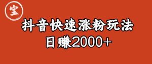 宝哥私藏·抖音快速起号涨粉玩法（4天涨粉1千）（日赚2000+）【揭秘】-项目资源库