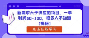 新需求大于供应的项目，一单利润50-100，很多人不知道【揭秘】-项目资源库