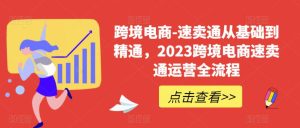 跨境电商-速卖通从基础到精通,2023跨境电商速卖通运营全流程-项目资源库