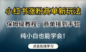 小红书涨粉商单新玩法,保姆级教程,商单接到手软,纯小白也能学会【揭秘】-项目资源库
