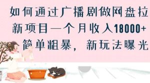 如何通过广播剧做网盘拉新项目一个月收入18000+，简单粗暴，新玩法曝光【揭秘】-项目资源库