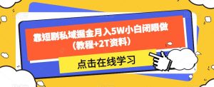 靠短剧私域掘金月入5W小白闭眼做（教程+2T资料）-项目资源库