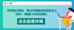 开学风口项目，卖公开课趣优学资料日入500+（教程+1346G资料）【揭秘】-项目资源库
