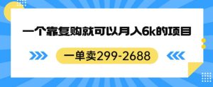 一单卖299-2688,一个靠复购就可以月入6k的暴利项目【揭秘】-项目资源库