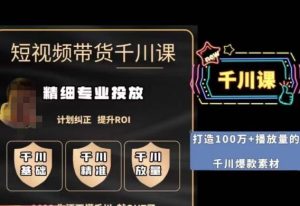 短视频带货-千川专业投放课，​精细化专业投放，计划纠正，提升ROI-项目资源库