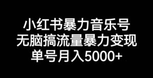 小红书暴力音乐号，无脑搞流量暴力变现，单号月入5000+-项目资源库